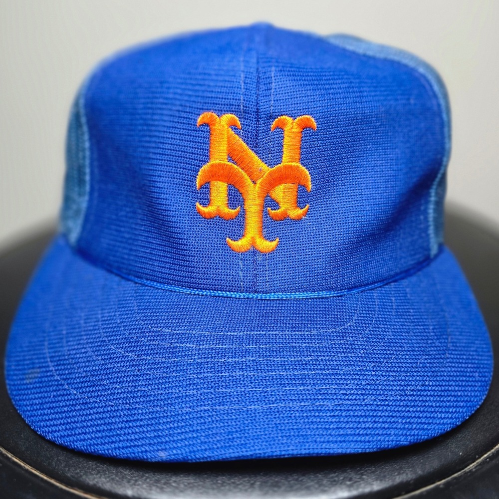 New York Mets 80s MLB 100% Polyester Vintage Trucker Snapback Baseball Rope Hat